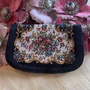 Walborg Black and Gold Floral Clutch